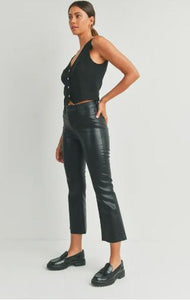 Coated Cropped Kicked Flare Black