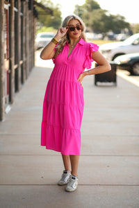 Off To The Races Dress - Hot Pink