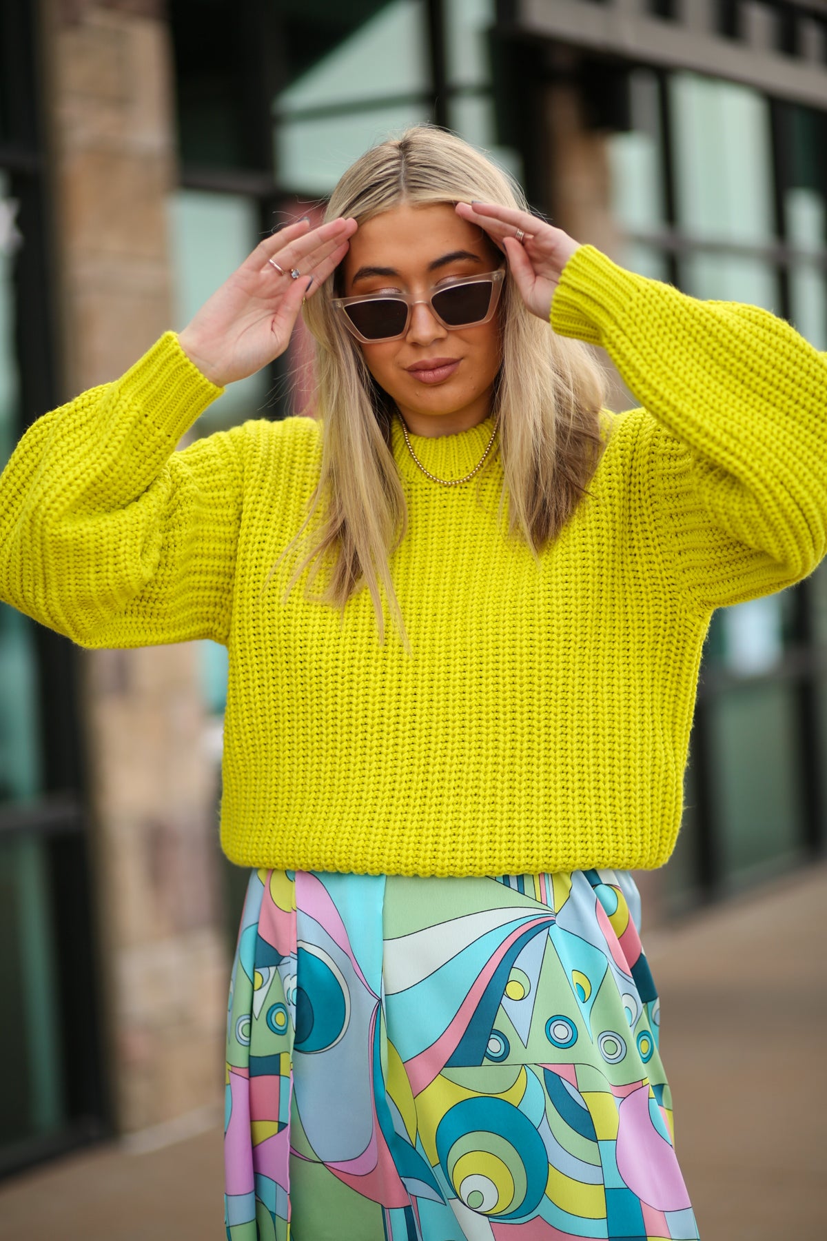 Mumu Bailey Lime Knit Sweater